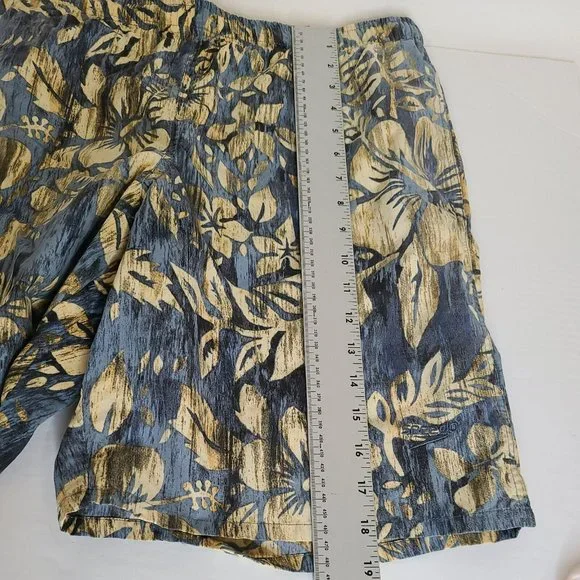 SPEEDO Men’s Sz SM Board Shorts Swim Trunks Blue Beige Flowers Hawaiian Hibiscus - Picture 9 of 11